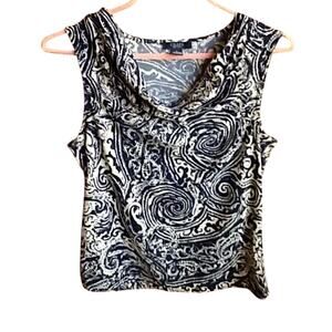 Chaps black swirl womens sleeveless blouse size Large
